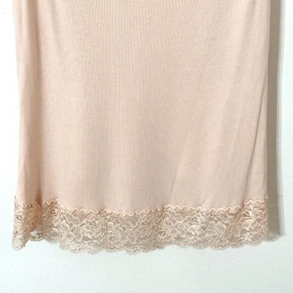 Felina Y2K Ribbed Camisole Tank Top XL Lace Trim Peach Cami Stretchy Coquette - Picture 3 of 10